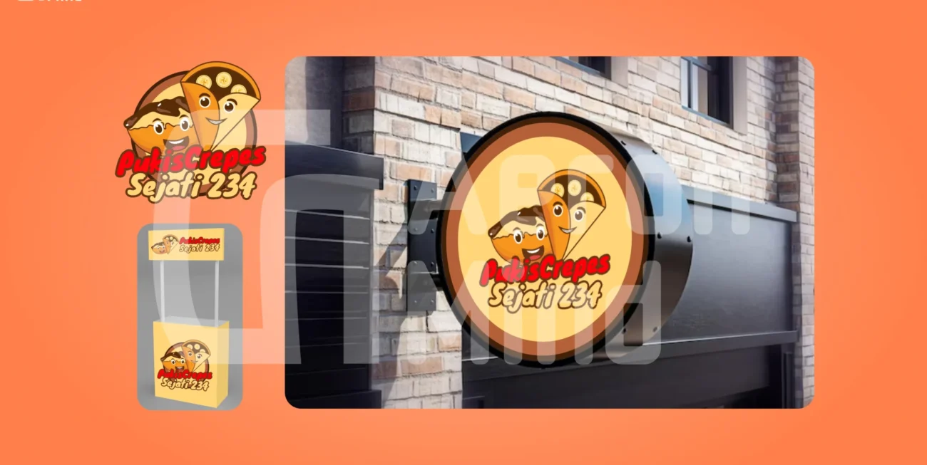 Pukis Crepes Sejati adalah bisnis UMKM yang menyajikan jajanan crepes. Pembuatan logo ini menggunakan gambar karakter pukis dan crepes sebagai identitas logo Pukis Crepes Sejati 234.